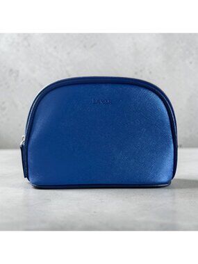 LA MER Blue Metallic Zip Toiletry Cosmetic Bag NEW NWOT